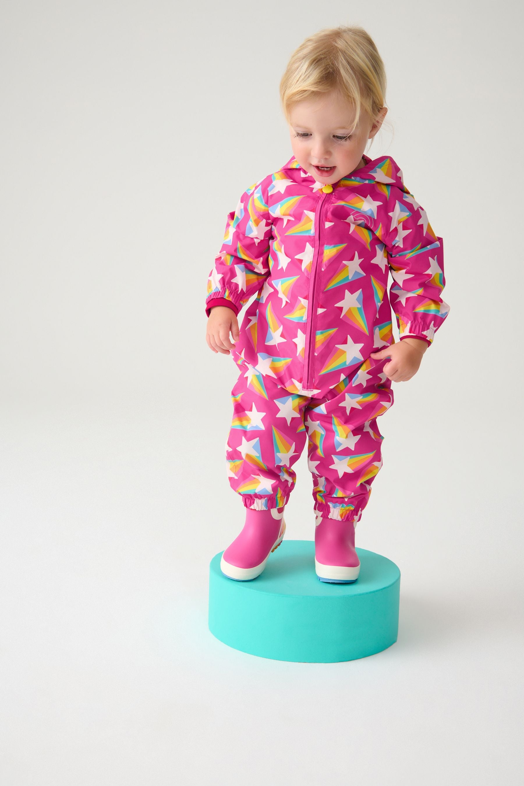Buy Little Bird by Jools Oliver Pink Star Rainbow Waterproof Puddlesuit from Next Oman