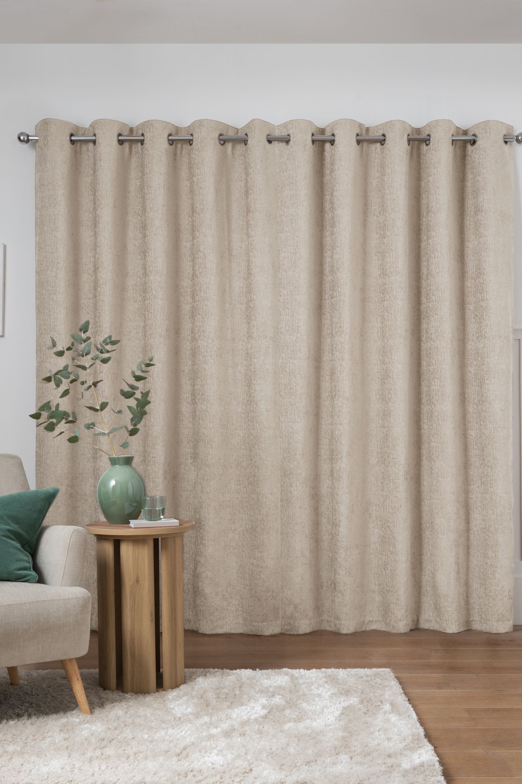 Natural Next Heavyweight Chenille Eyelet Lined Curtains