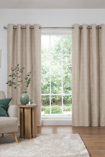 Natural Next Heavyweight Chenille Eyelet Lined Curtains