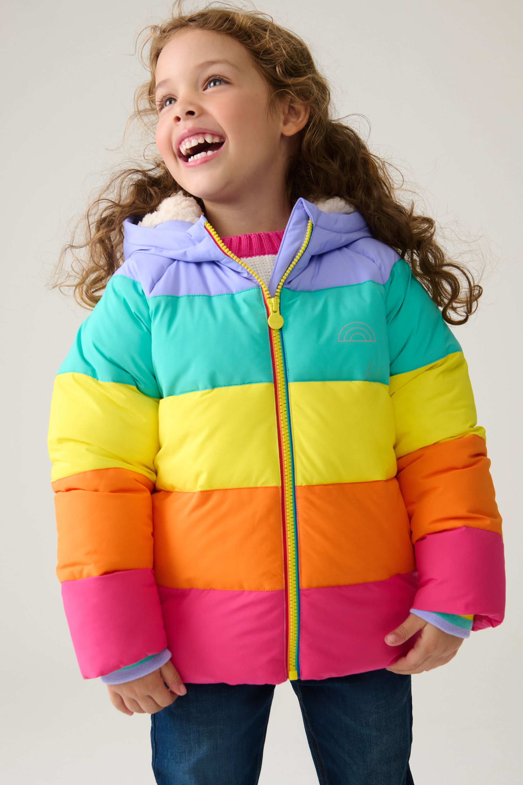 Buy Little Bird by Jools Oliver Multi Pastel Rainbow Stripe Shower Resistant Padded Coat from the Next UK online shop