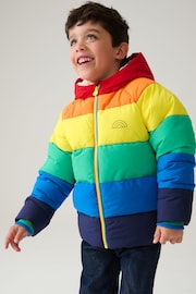 Little Bird by Jools Oliver Multi Bright Rainbow Stripe Shower Resistant Padded Coat - Image 1 of 7