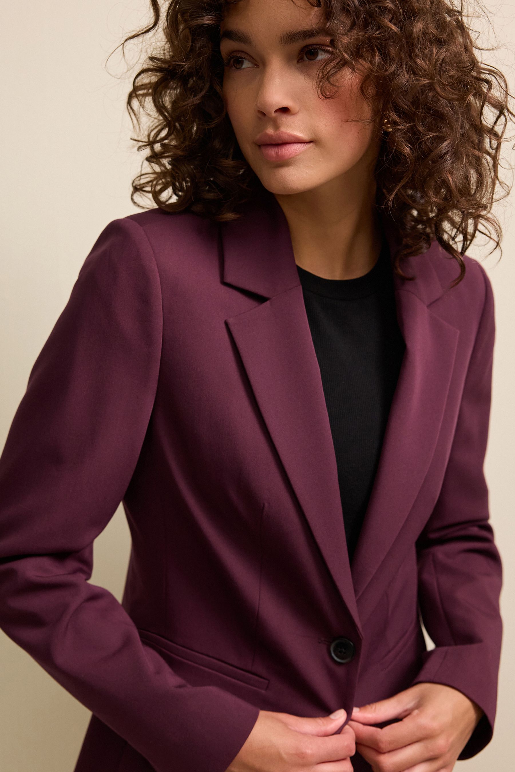 Burgundy long blazer clearance