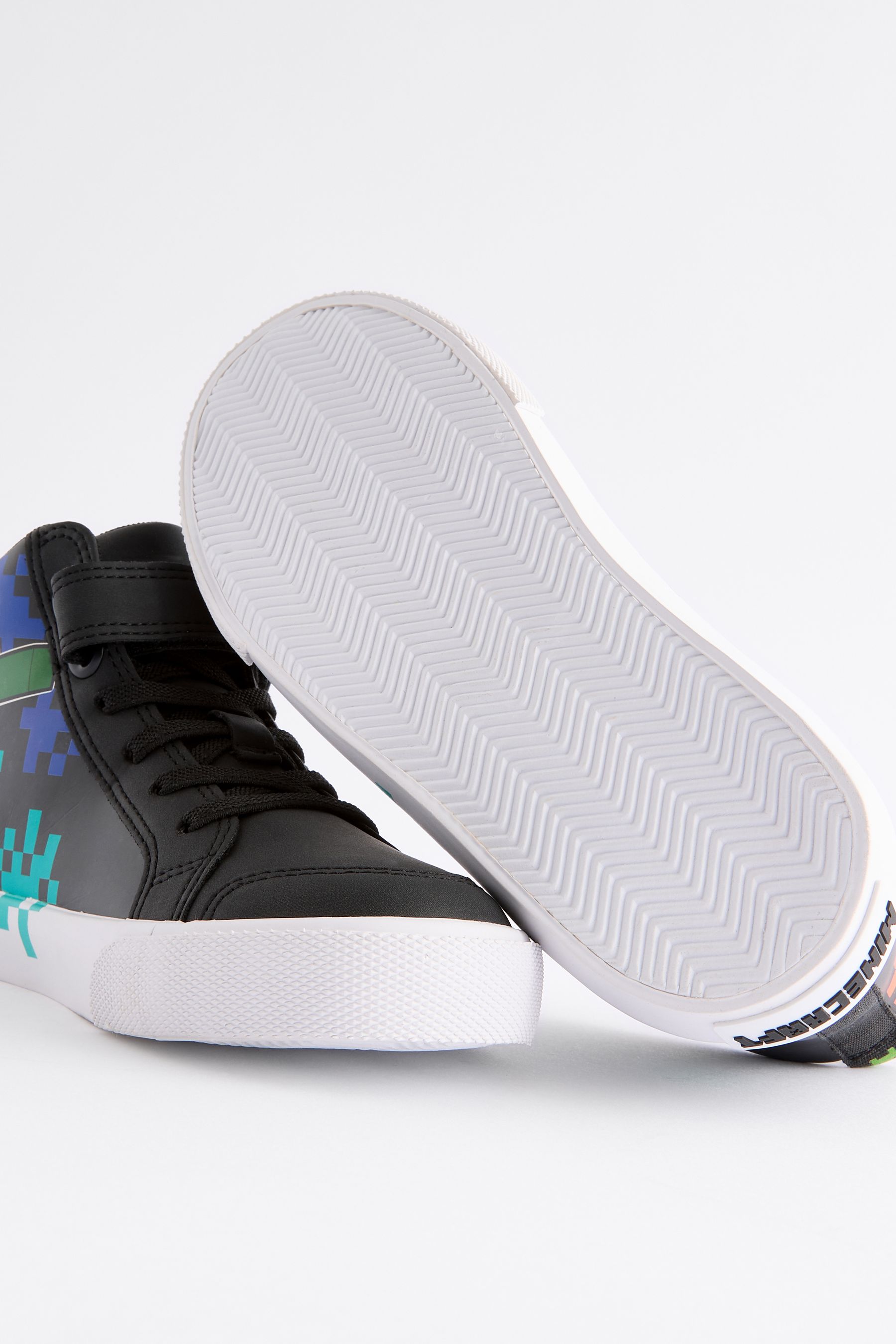 Buy Black Standard Fit F Minecraft Elastic Lace High Top Trainers from Next Canada