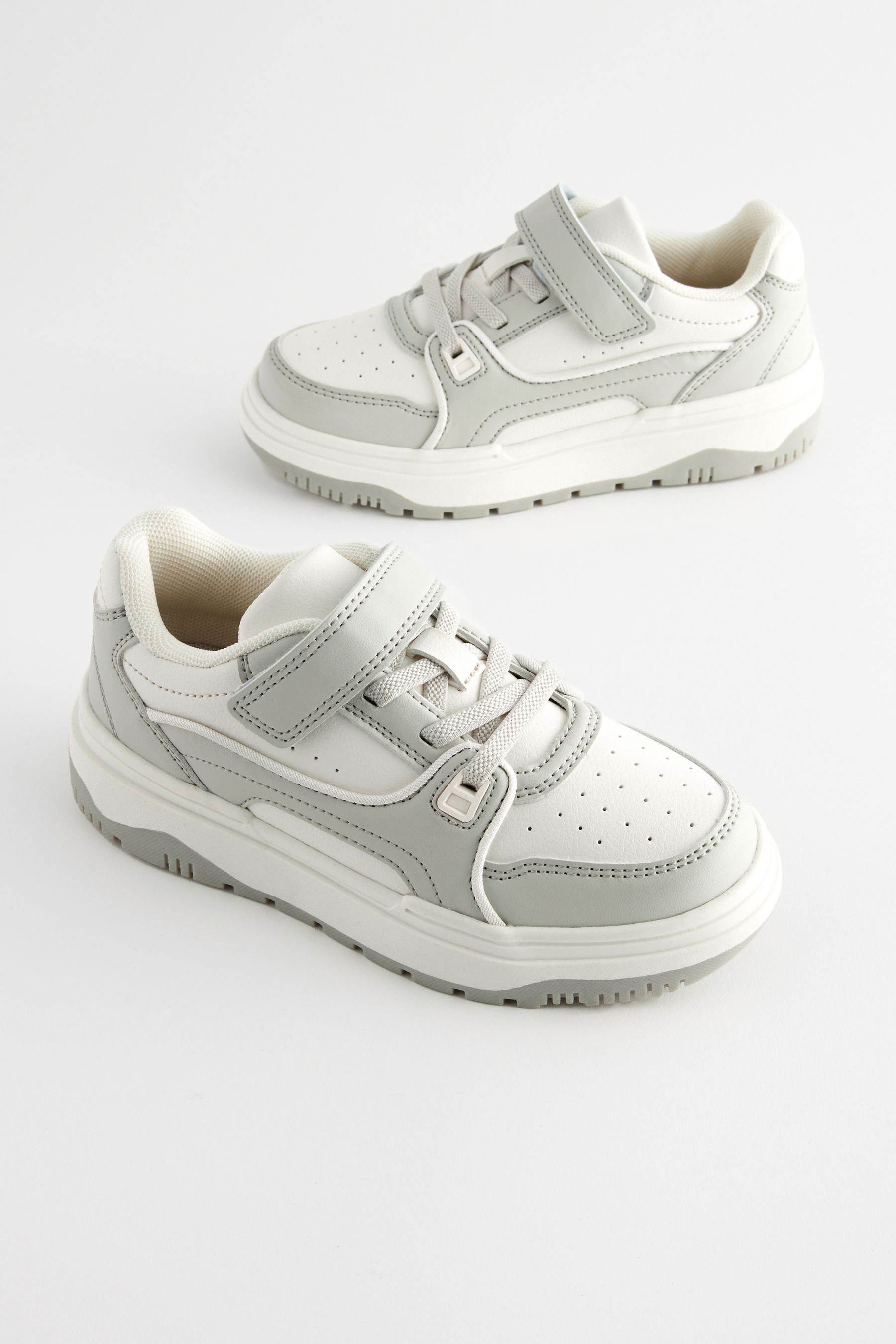 Buy White Grey Elastic Lace Trainers from the Next UK online shop