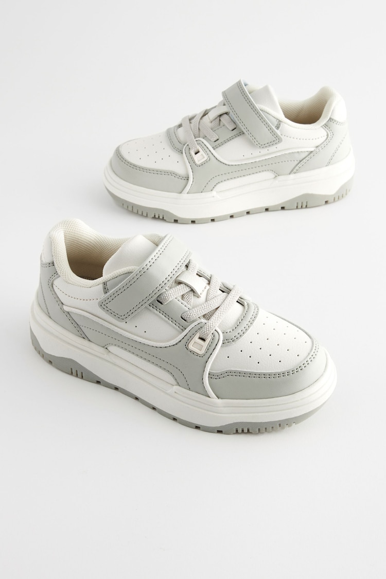 White/Grey Elastic Lace Trainers - Image 1 of 6