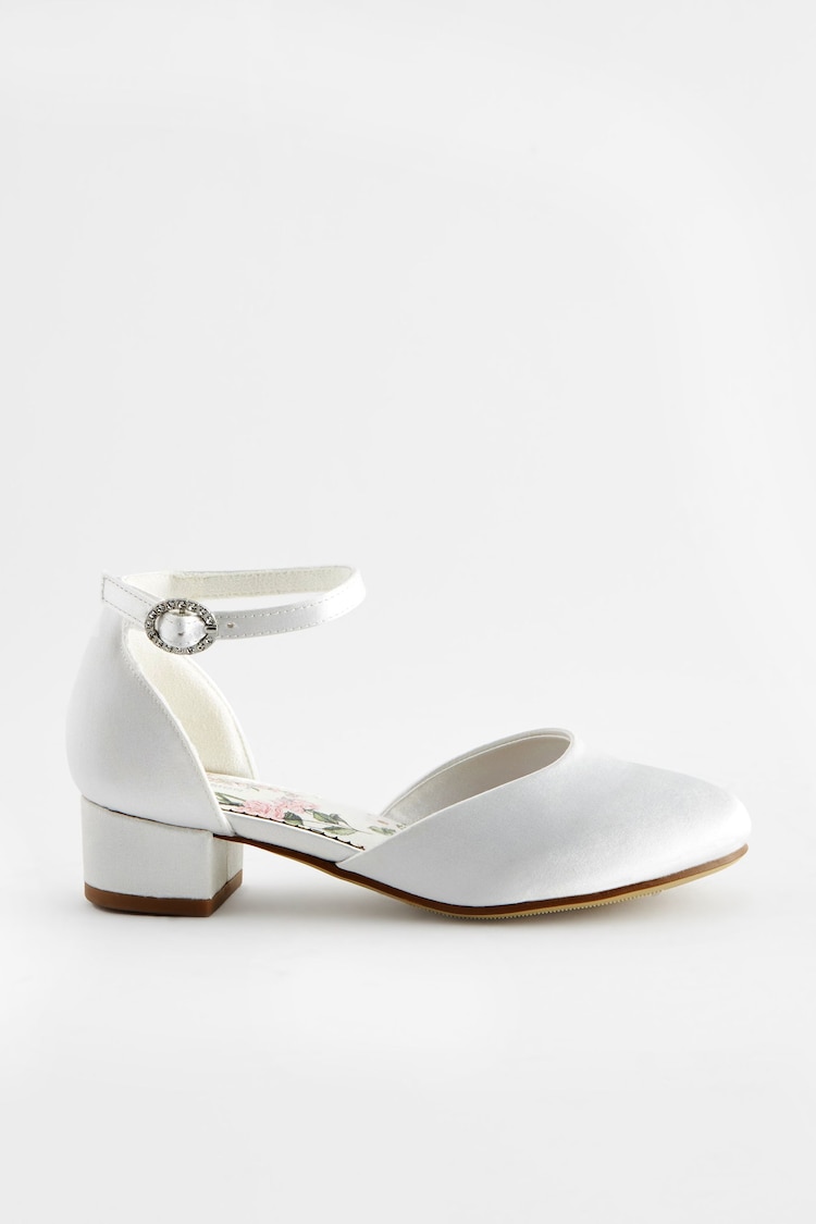 White Occasion Ankle Strap Low Heel Shoes - Image 2 of 5