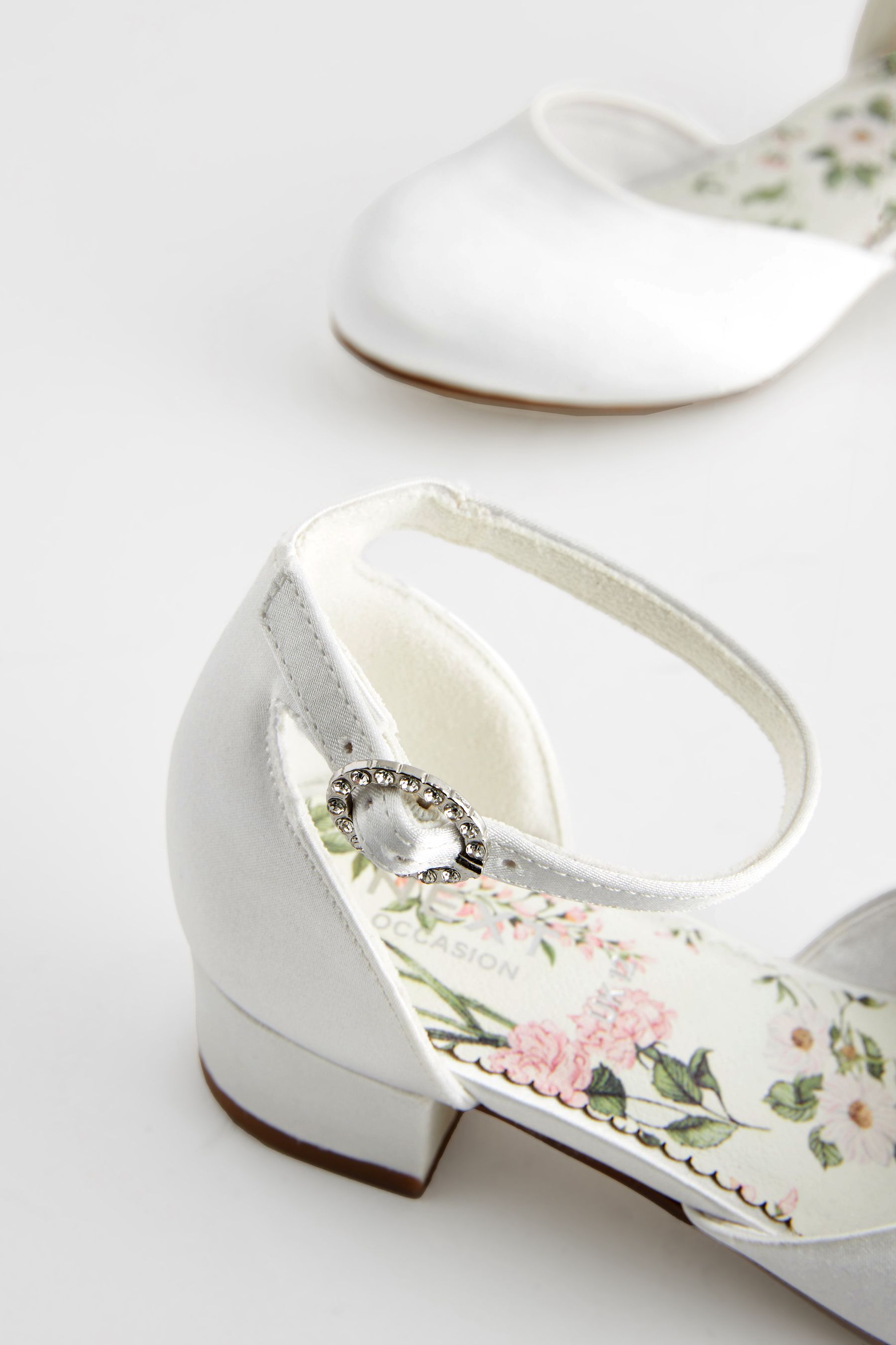 White satin shoes low heels top