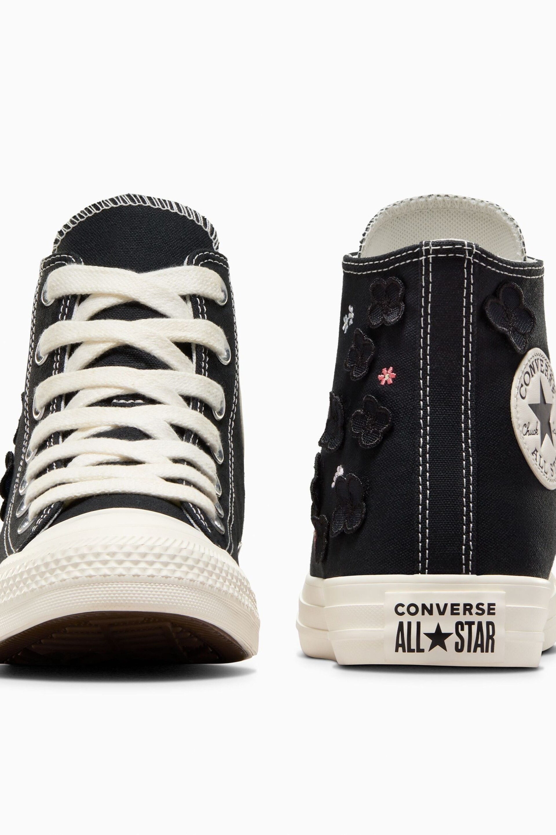 Converse Black Floral Embroidered High Top Trainers - Image 10 of 13
