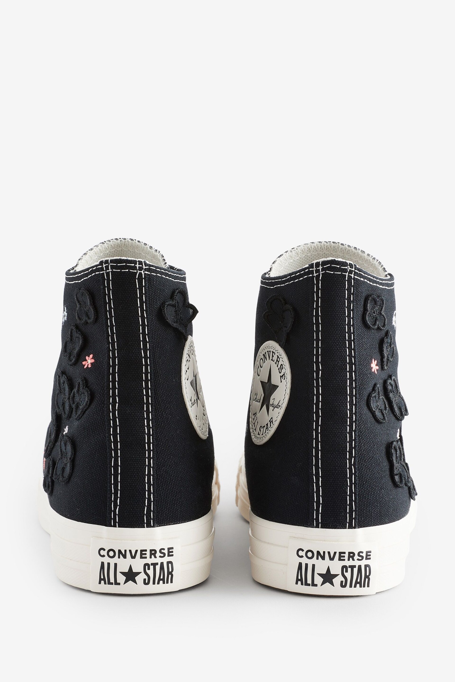 Converse Black Floral Embroidered High Top Trainers - Image 11 of 13