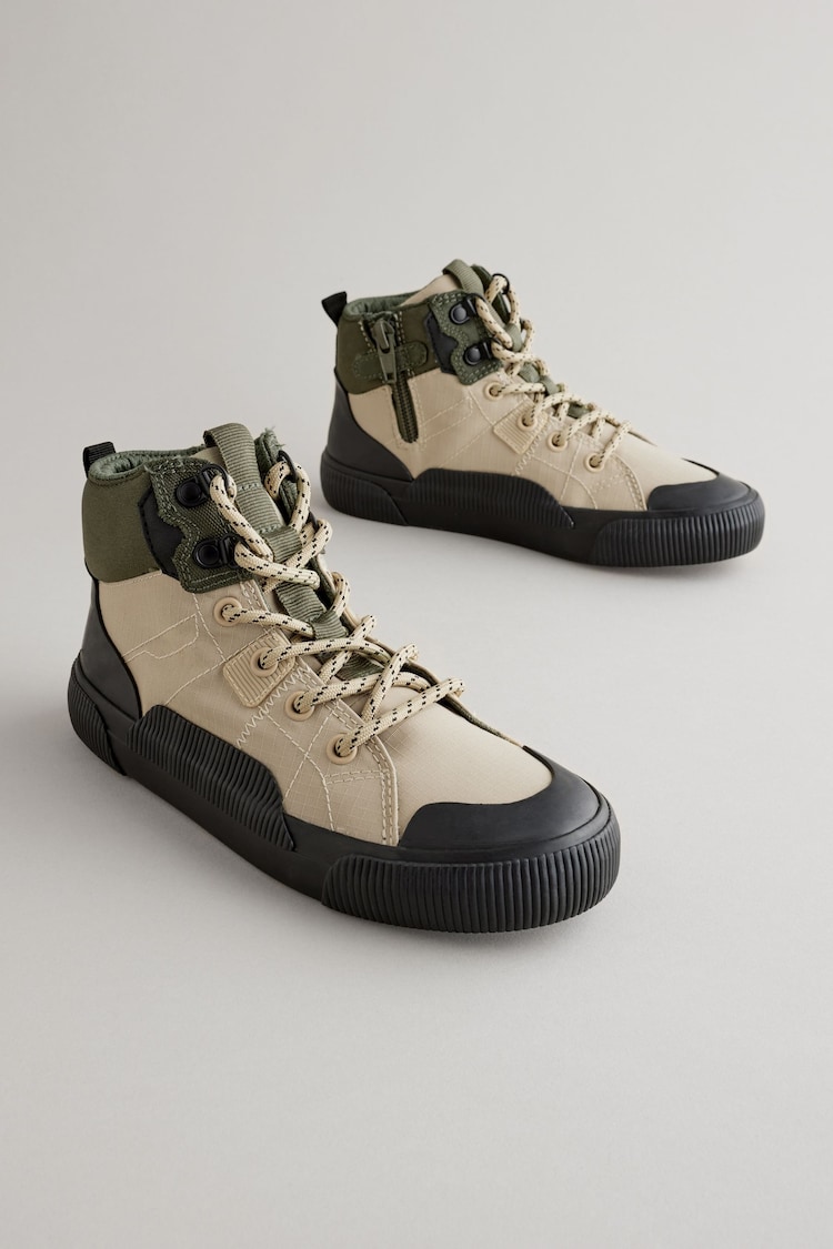 Neutral Lace Up High Top Trainers - Image 1 of 8