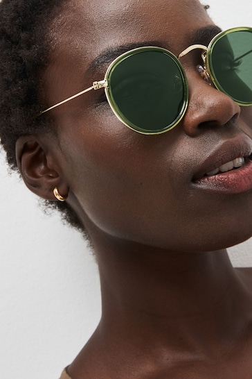 Green Polarized Round Sunglasses