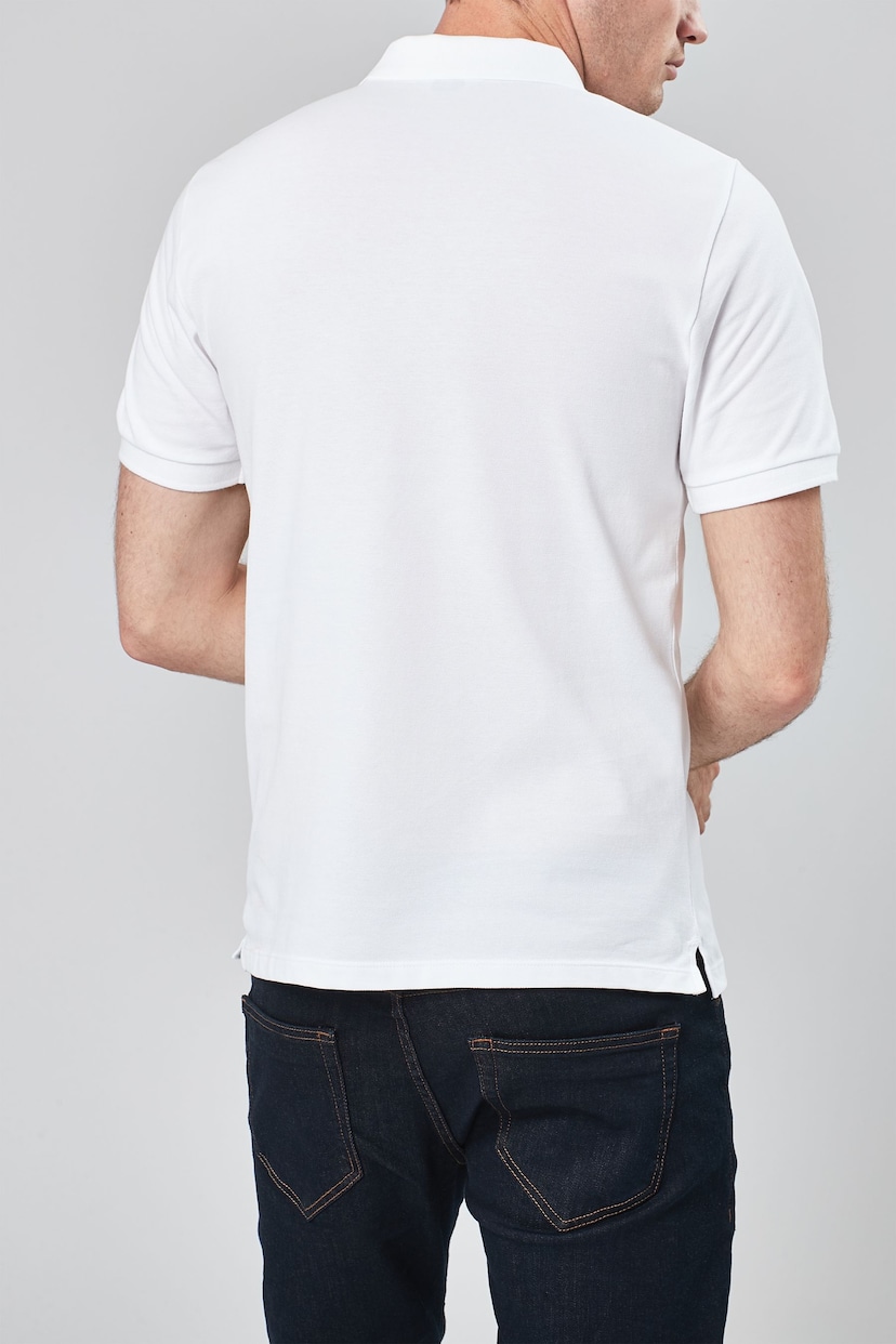 White Regular Fit Short Sleeve Pique Polo Shirt - Image 5 of 8