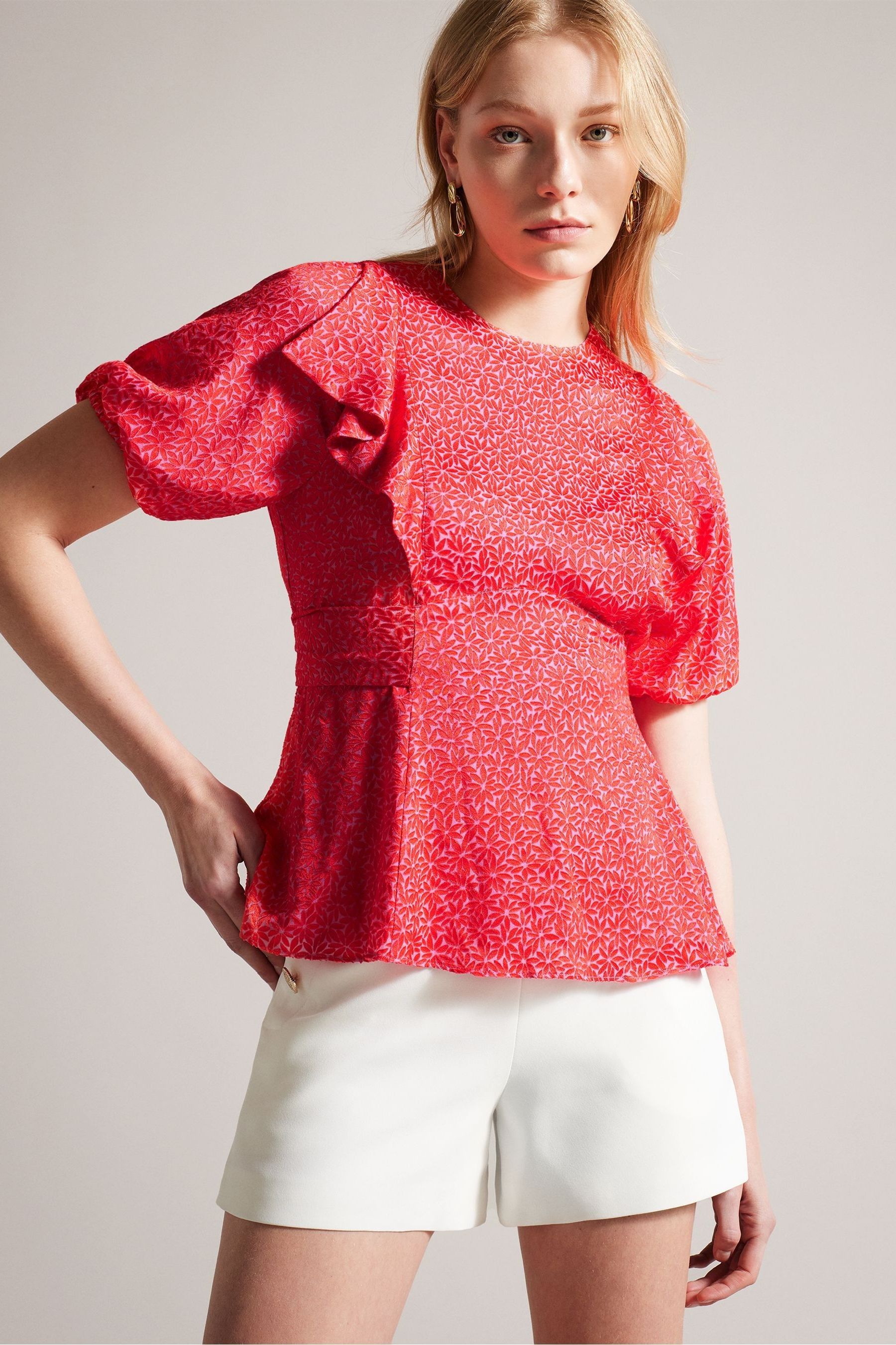 Ted iaa baker pink ruffle top
