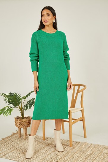 Yumi Green Knitted Midi Dress