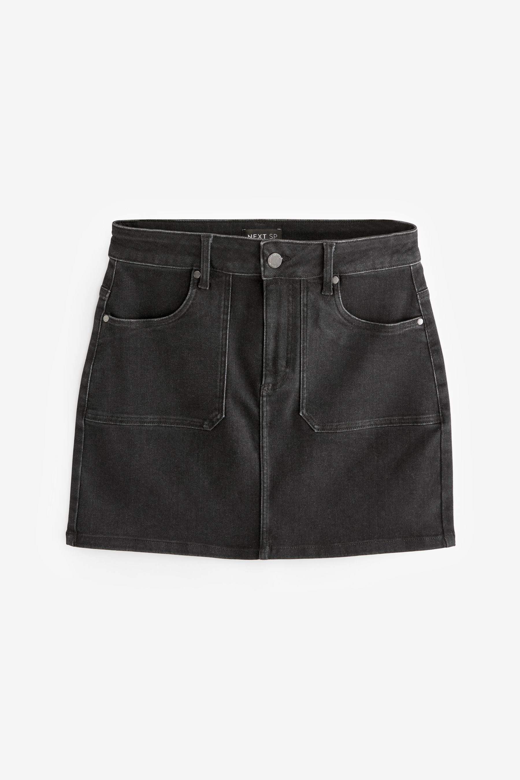 Black Denim Cargo Skirt