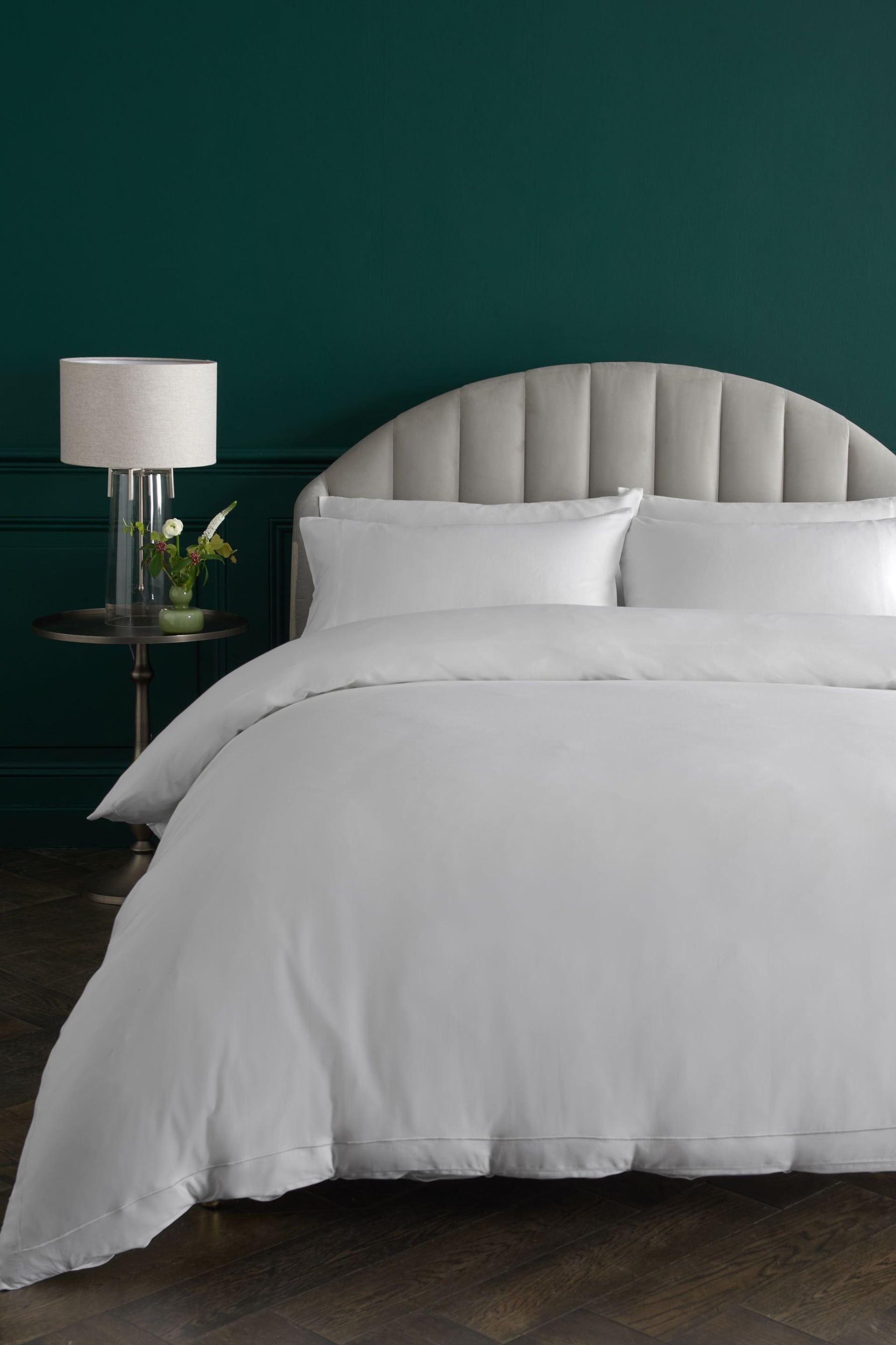 White Collection Luxe 300 Thread Count 100% Cotton Sateen Satin Stitch Duvet Cover And Pillowcase Set - Image 1 of 3