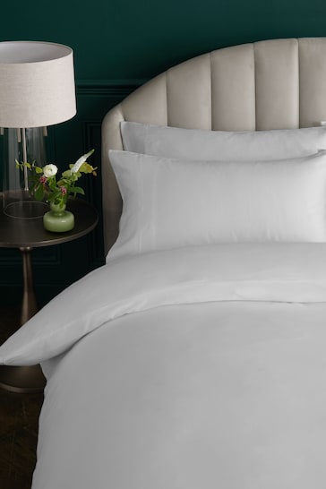 White Collection Luxe 300 Thread Count 100% Cotton Sateen Satin Stitch Duvet Cover And Pillowcase Set