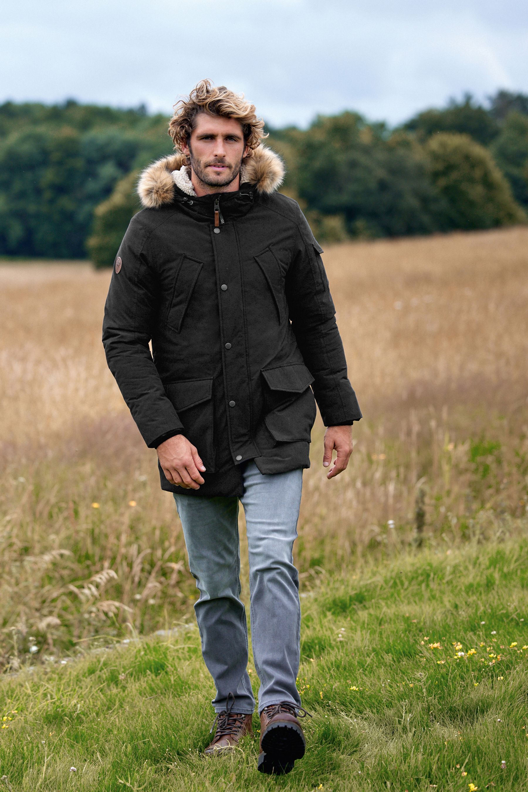 Buy Black Shower Resistant Hooded Parka Coat from Next Luxembourg