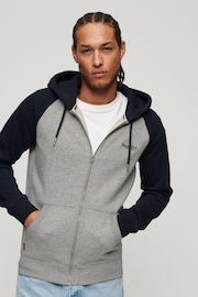 Superdry Grey/White Essential Baseball Zip Hoodie - Image 1 of 8