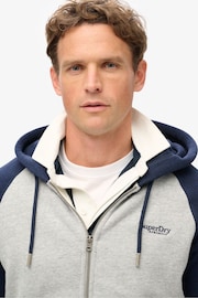 Superdry Grey/White Essential Baseball Zip Hoodie - Image 3 of 8