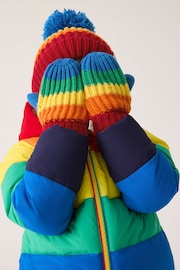 Little Bird by Jools Oliver Red/Blue Rainbow Striped Mittens/Gloves Set - Image 2 of 8