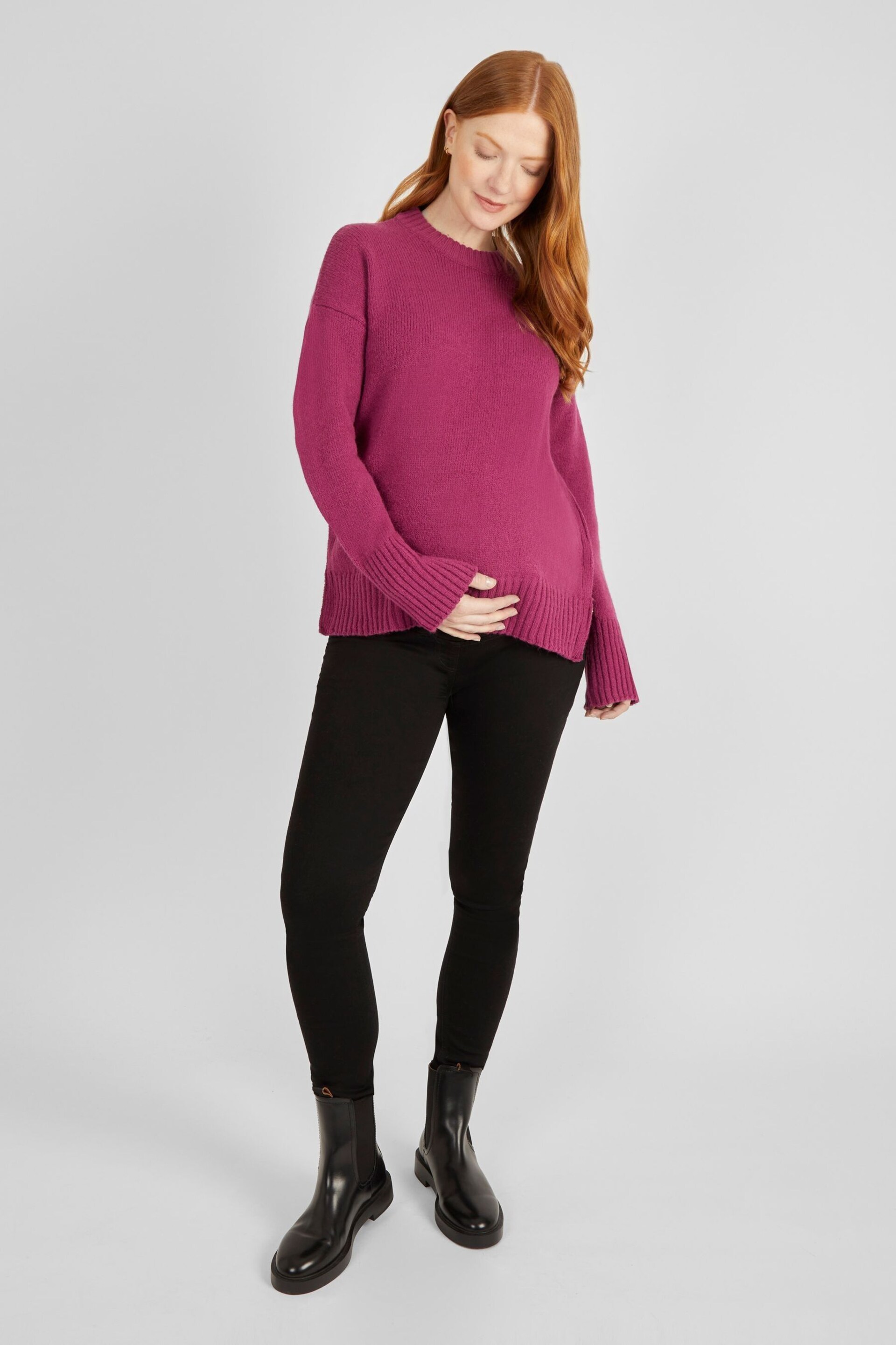 JoJo Maman Bébé Berry Crew Neck Maternity & Nursing Jumper - Image 3 of 4