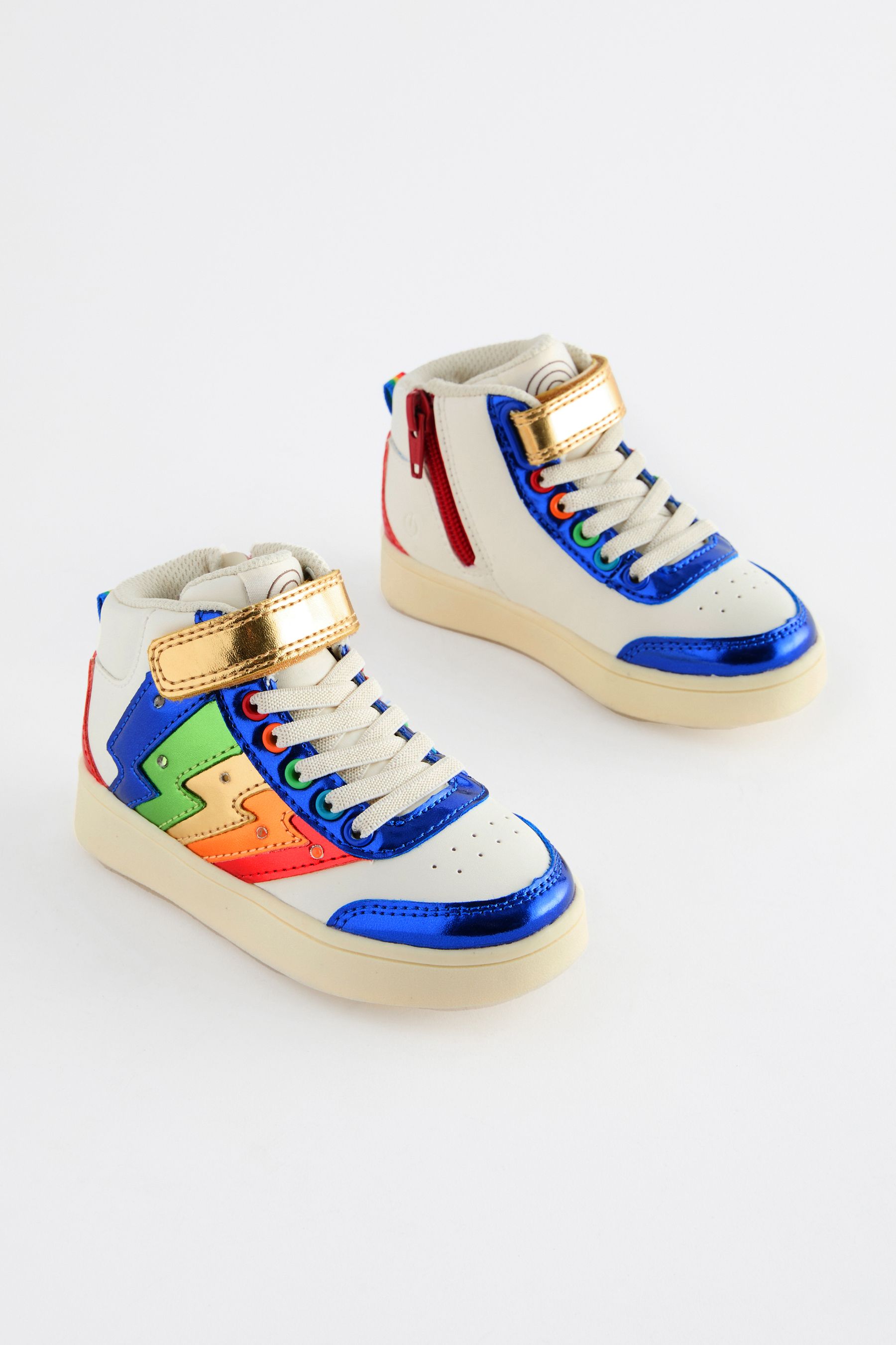 Little Bird by Jools Oliver Multi Metallic Rainbow Hi Top Trainers