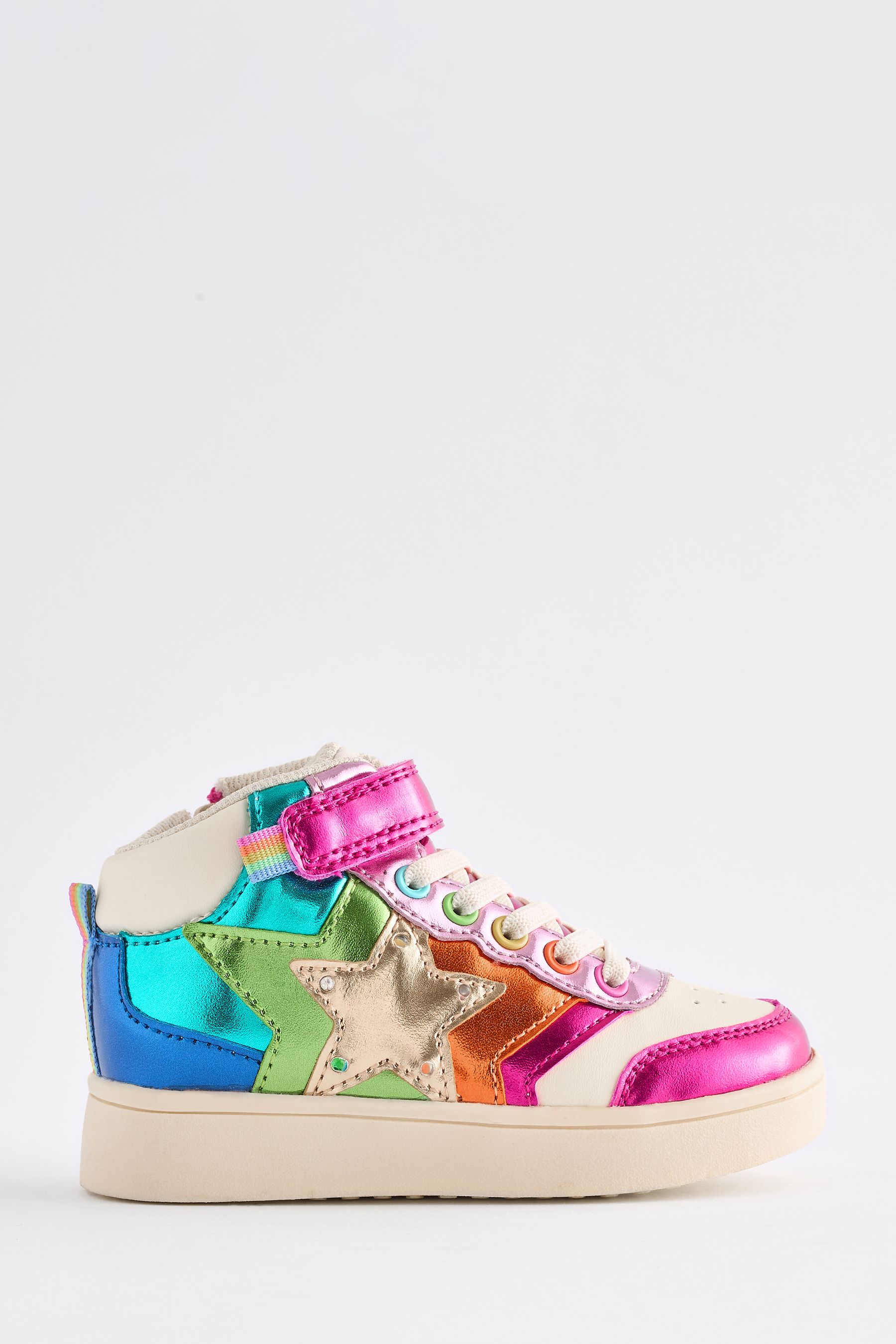 Little Bird by Jools Oliver Multi Metallic Rainbow Hi Top Trainers
