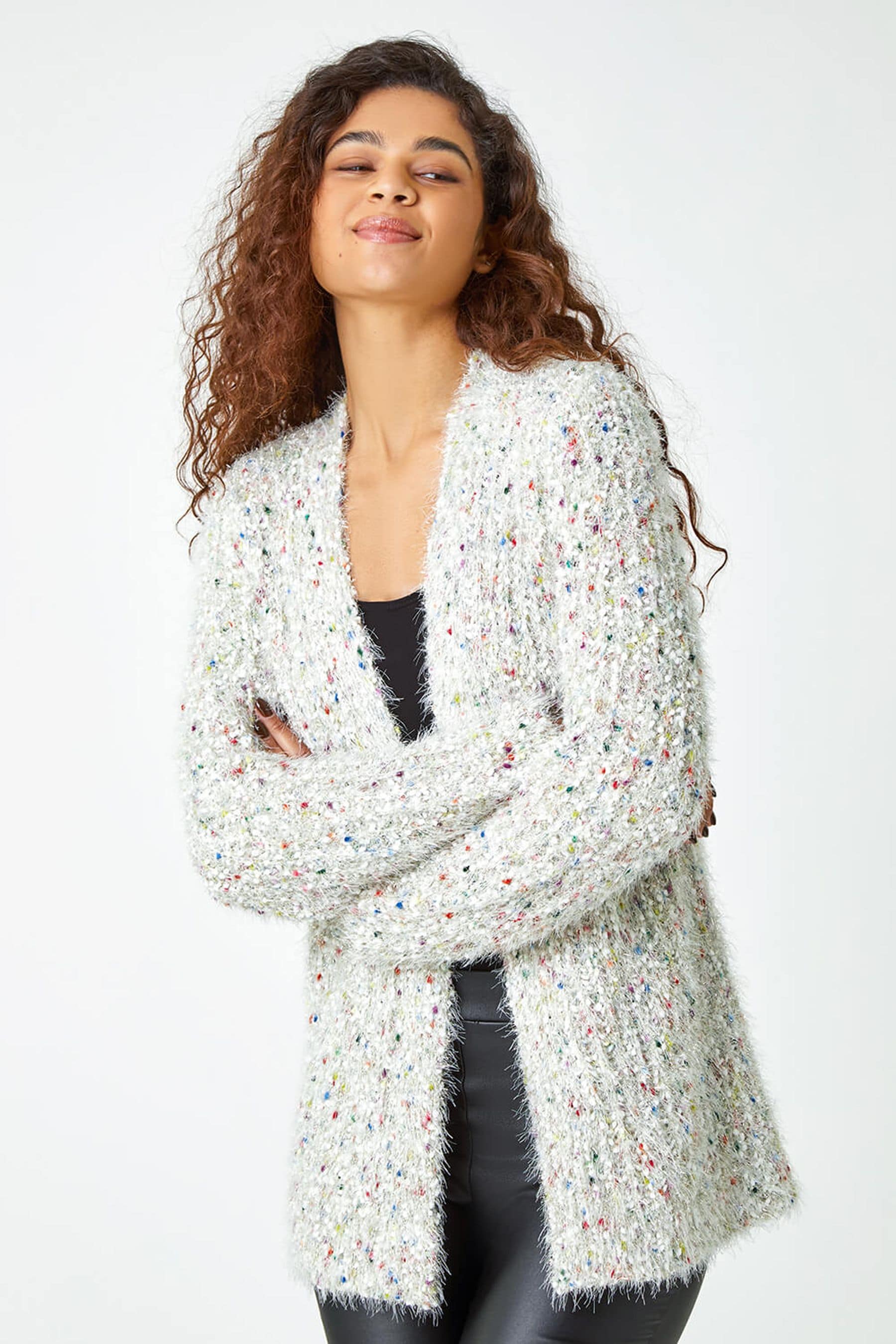 White sparkly cardigan sale