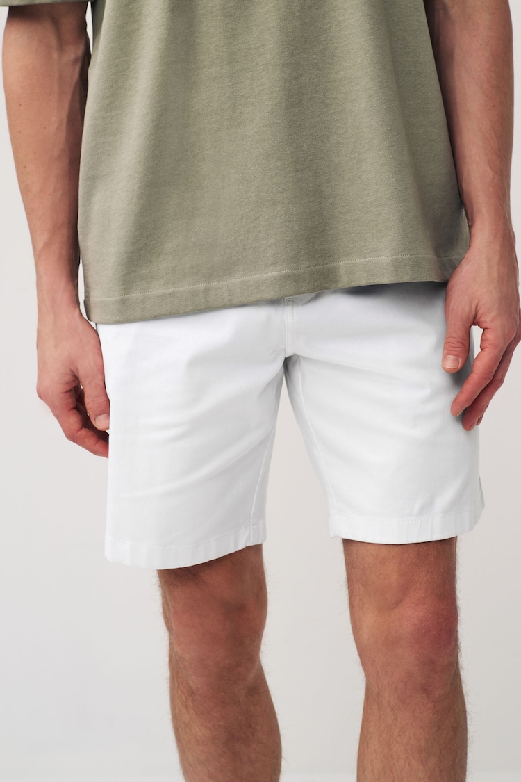 White Elasticated Waist Chino Shorts - Image 1 of 8