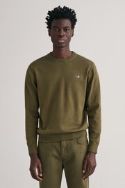 GANT Green Classic Cotton Crew Neck Jumper - Image 1 of 5