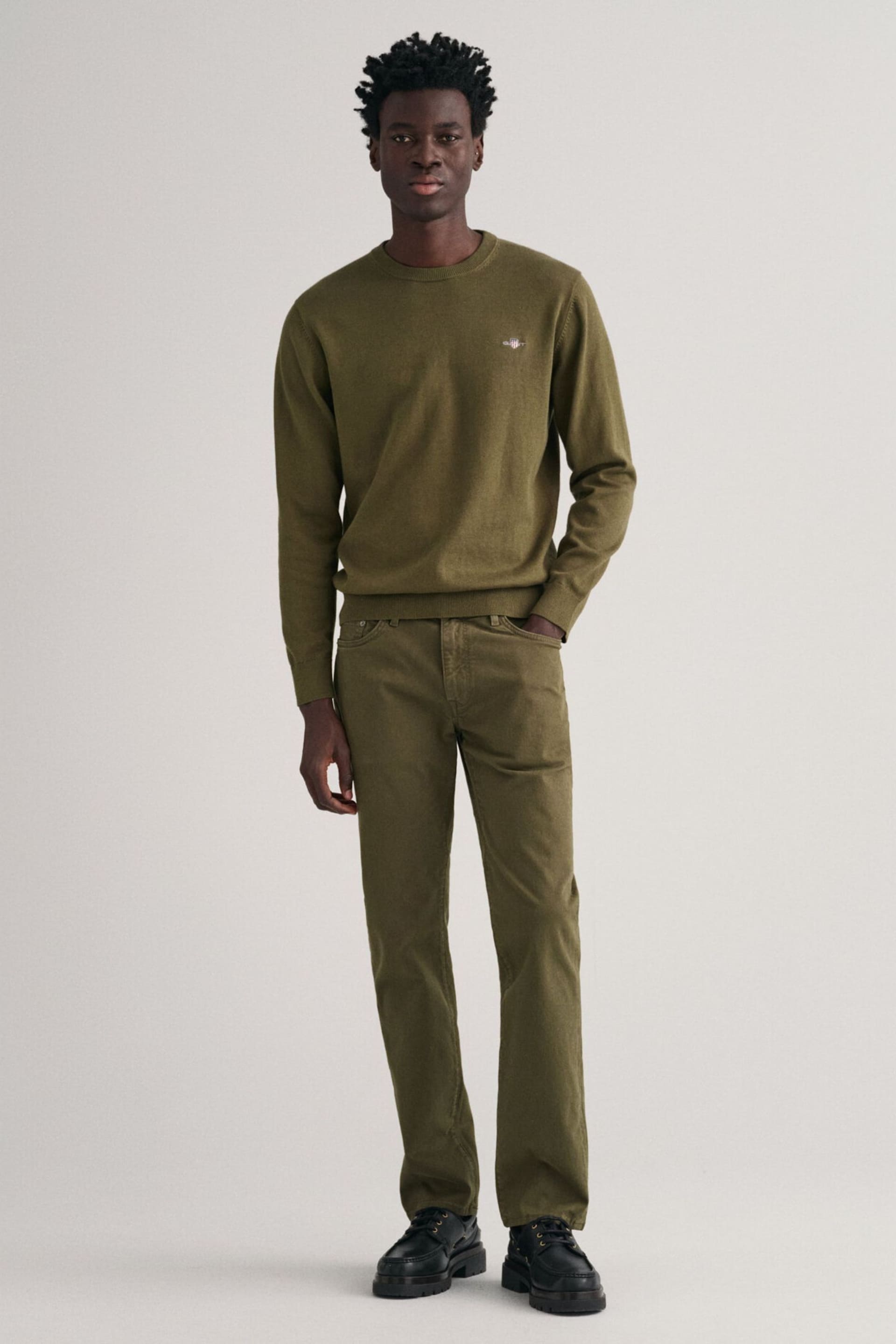 GANT Green Classic Cotton Crew Neck Jumper - Image 3 of 5