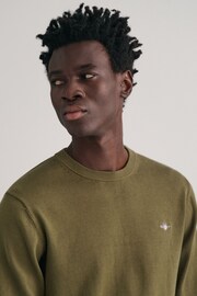 GANT Green Classic Cotton Crew Neck Jumper - Image 4 of 5