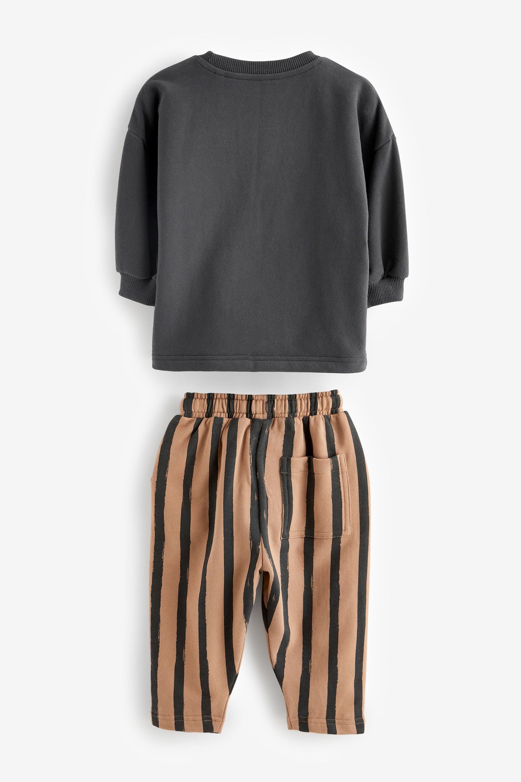 Buy Black Brown 100 Cotton Sweatshirt And Stripe Joggers Set 3mths 7yrs from the Next UK online shop