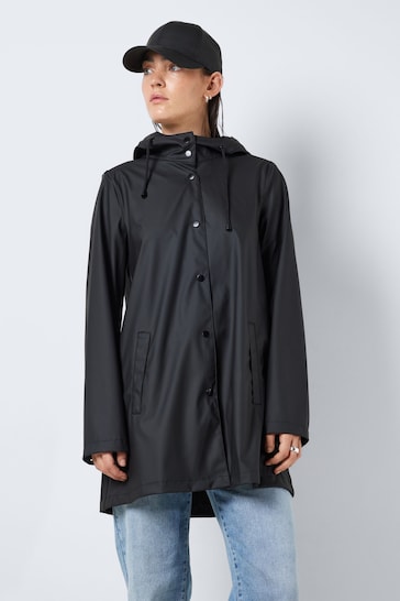 NOISY MAY Black Waterproof Hooded Rain Coat