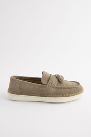 Neutral Leather Tassel Loafers - Image 2 of 5