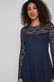 VILA Blue Long Sleeve Lace Dress - Image 3 of 5