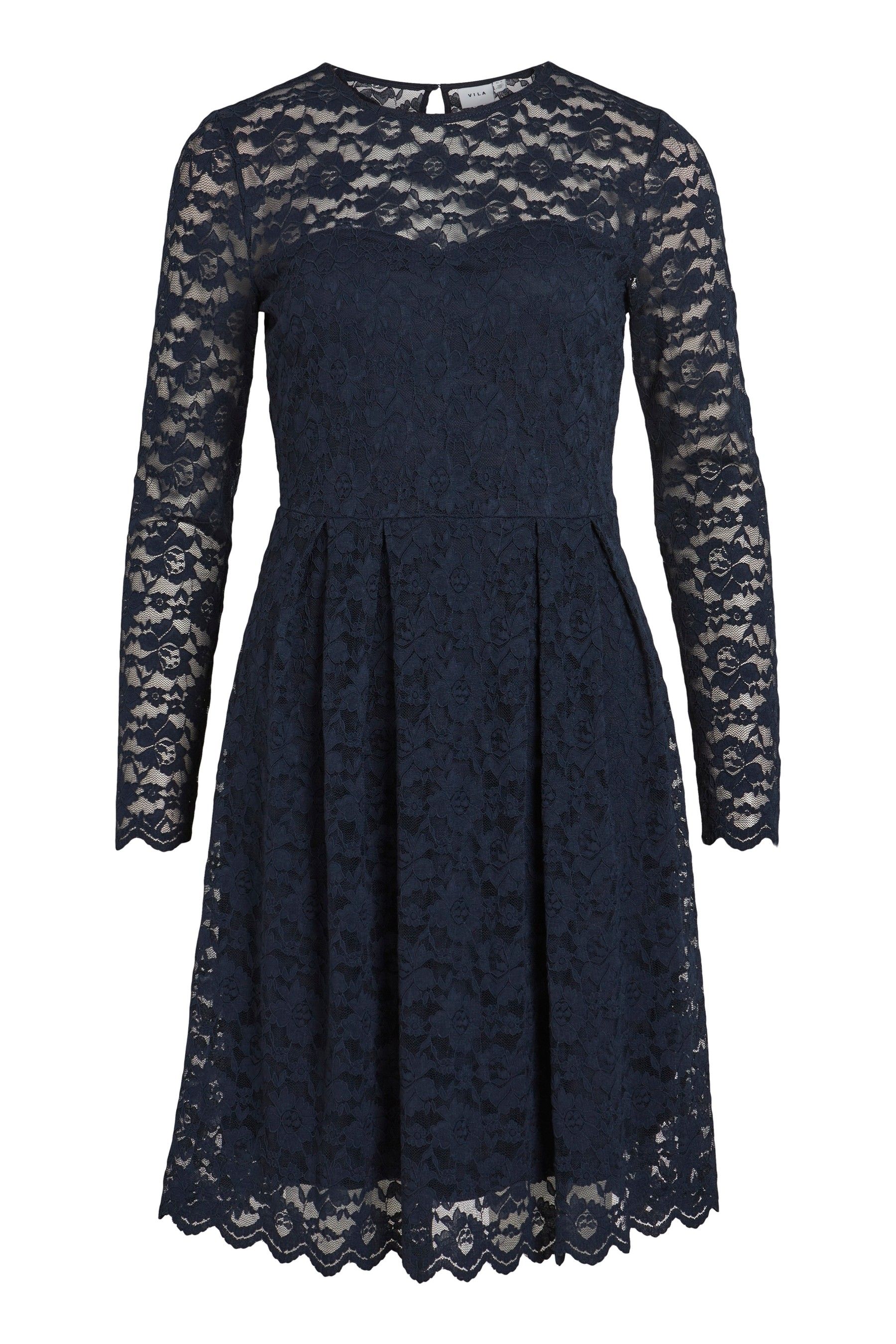 Buy VILA Blue Long Sleeve Lace Dress from Next Luxembourg