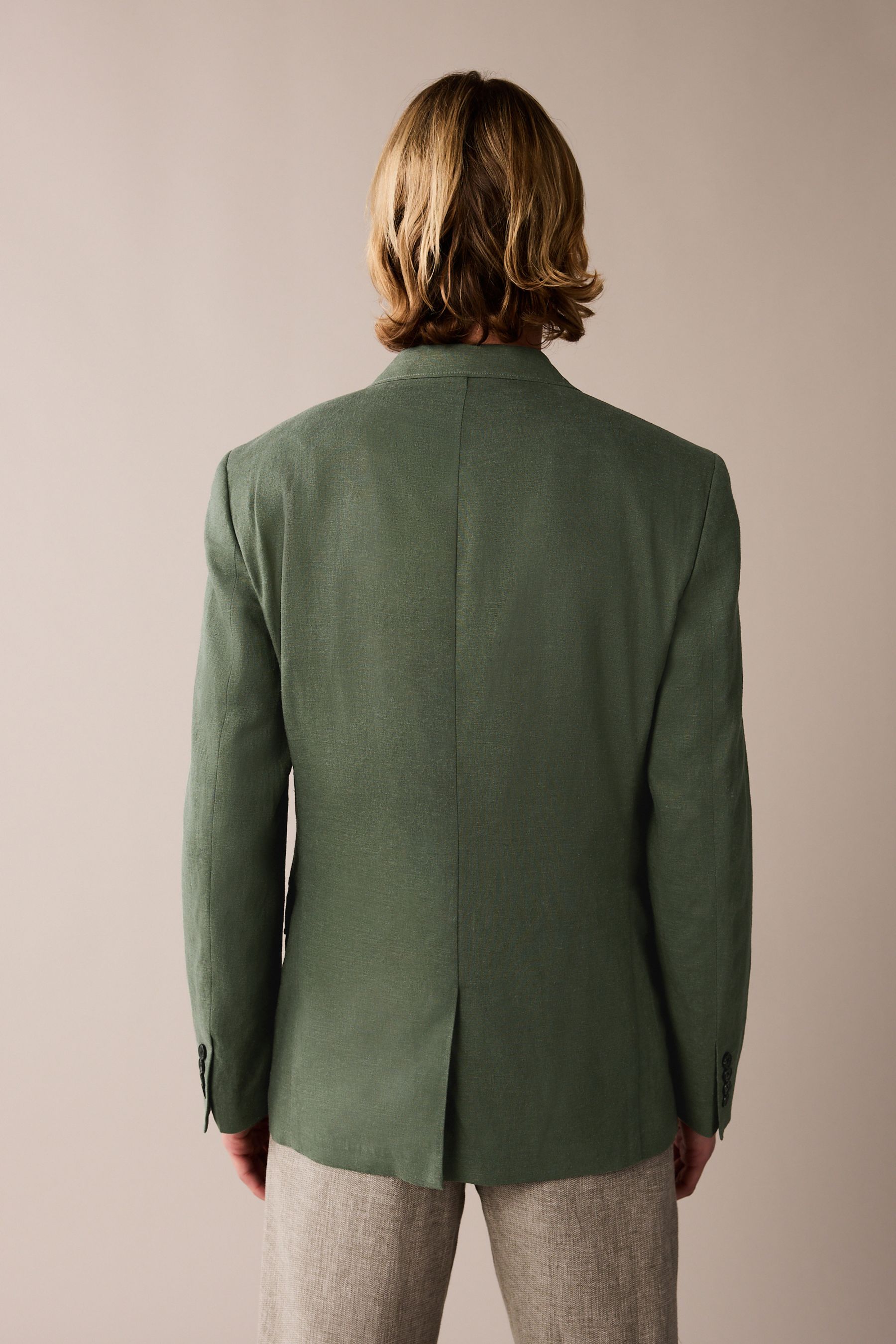 Green linen blazer mens hotsell
