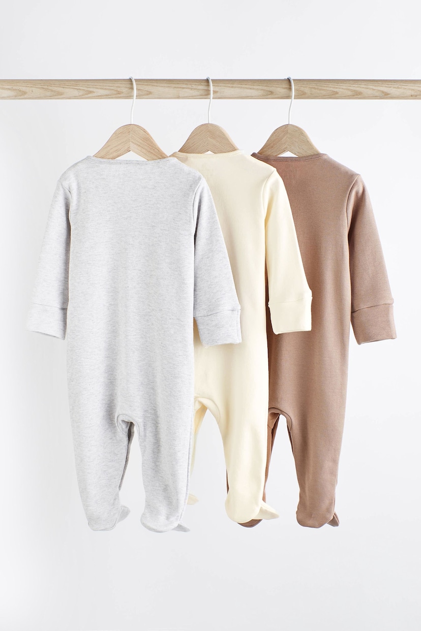Neutral Cotton Baby Sleepsuits 3 Pack (0-3yrs) - Image 2 of 9