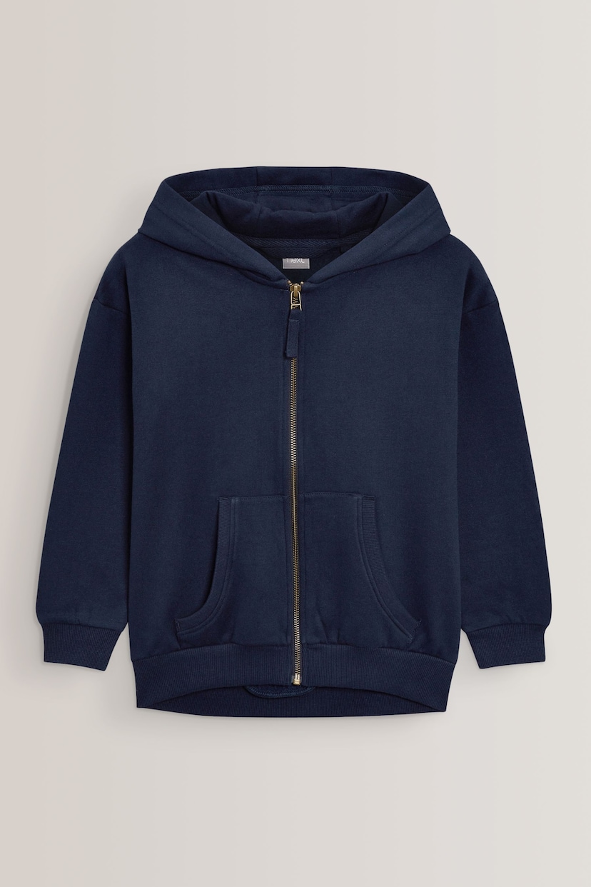 Navy Blue Cotton Rich Zip Through Sports Hoodie (3-16yrs) - Image 1 of 4