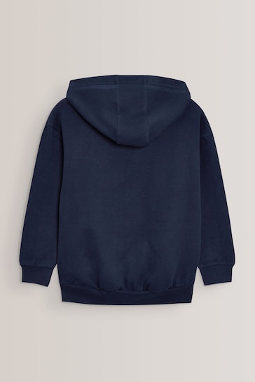 Navy Blue Cotton Rich Zip Through Sports Hoodie (3-16yrs)