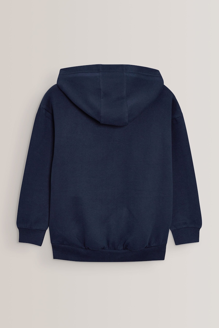 Navy Blue Cotton Rich Zip Through Sports Hoodie (3-16yrs) - Image 2 of 4