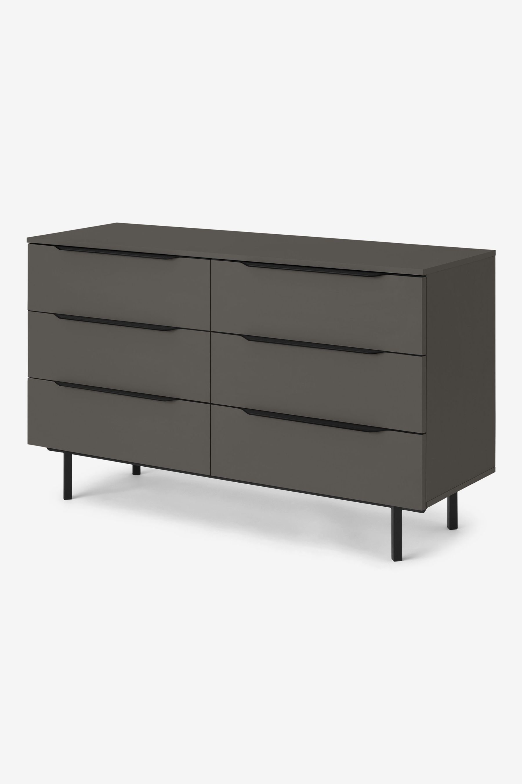 MADE.COM Graphite Grey Damien Walnut Effect Wide Chest of Drawers