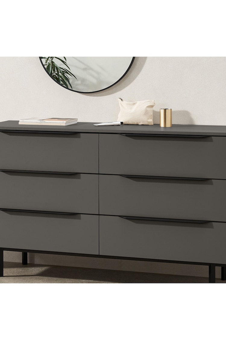 MADE.COM Graphite Grey Damien Walnut Effect Wide Chest of Drawers - Image 7 of 7