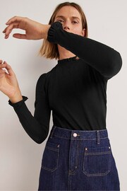 Boden Black Supersoft Frill Detail Top - Image 4 of 6