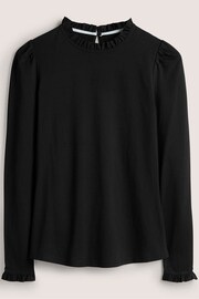 Boden Black Supersoft Frill Detail Top - Image 6 of 6