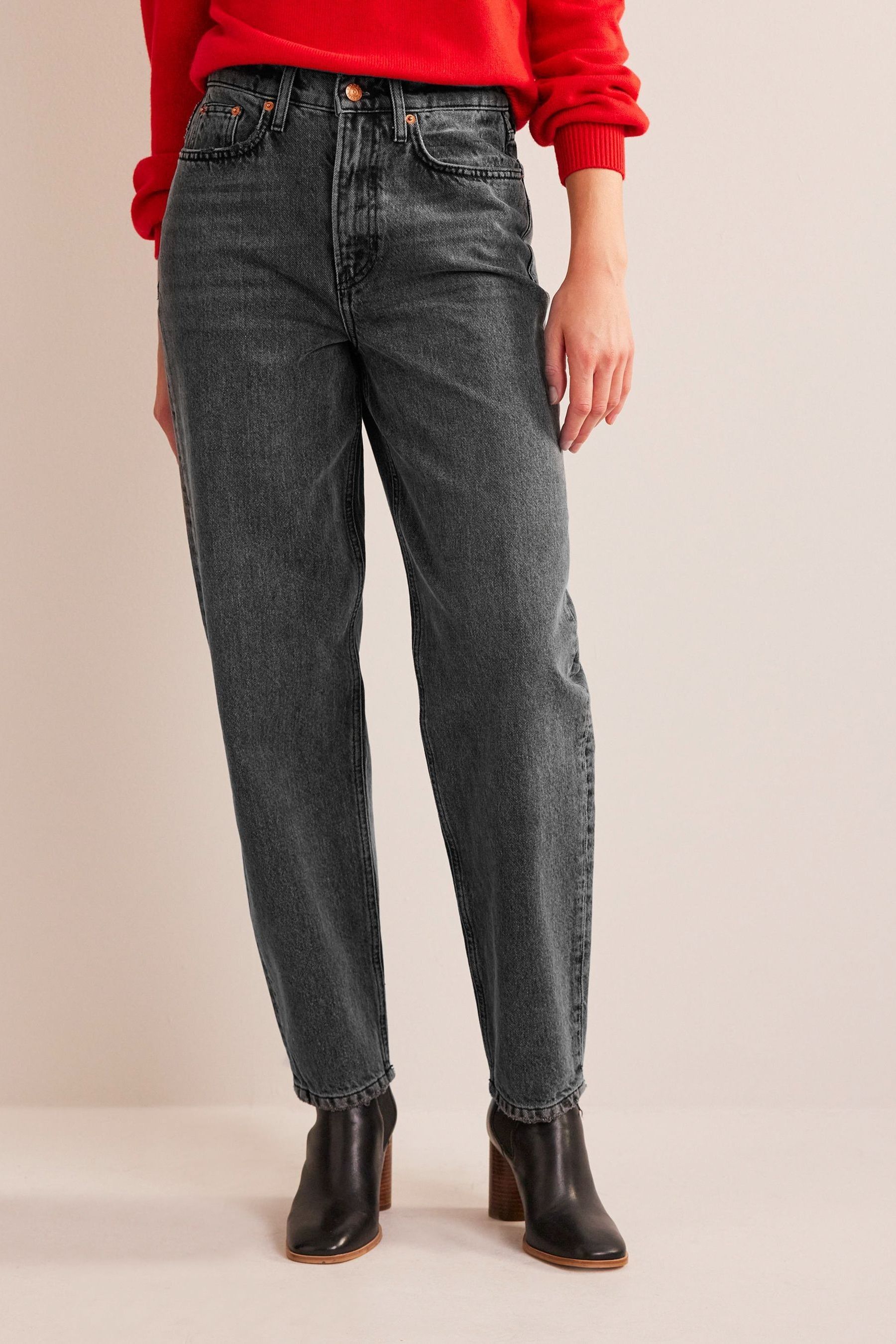 Buy Boden Black High Rise Tapered 100 Cotton Jeans from the Next UK online shop