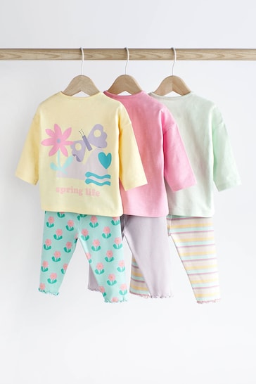 Pastel Character 6 Piece Baby T-Shirts and Leggings Set