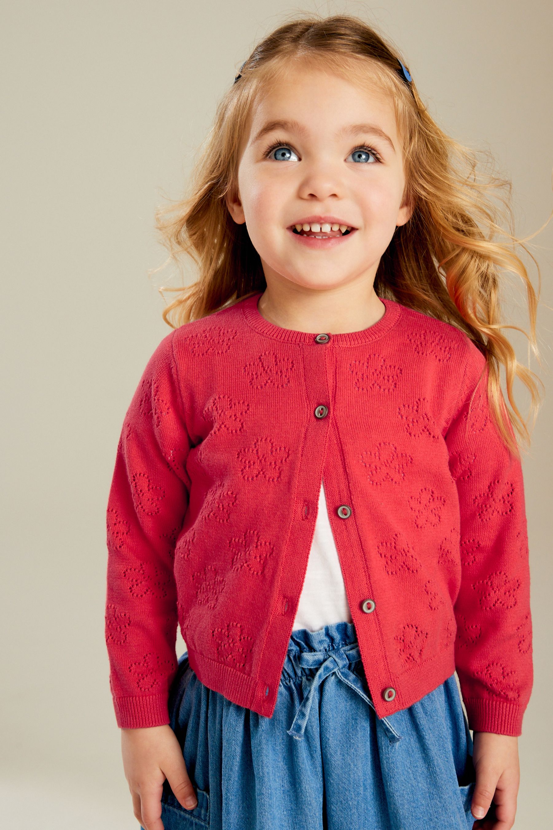 Red pointelle cardigan online